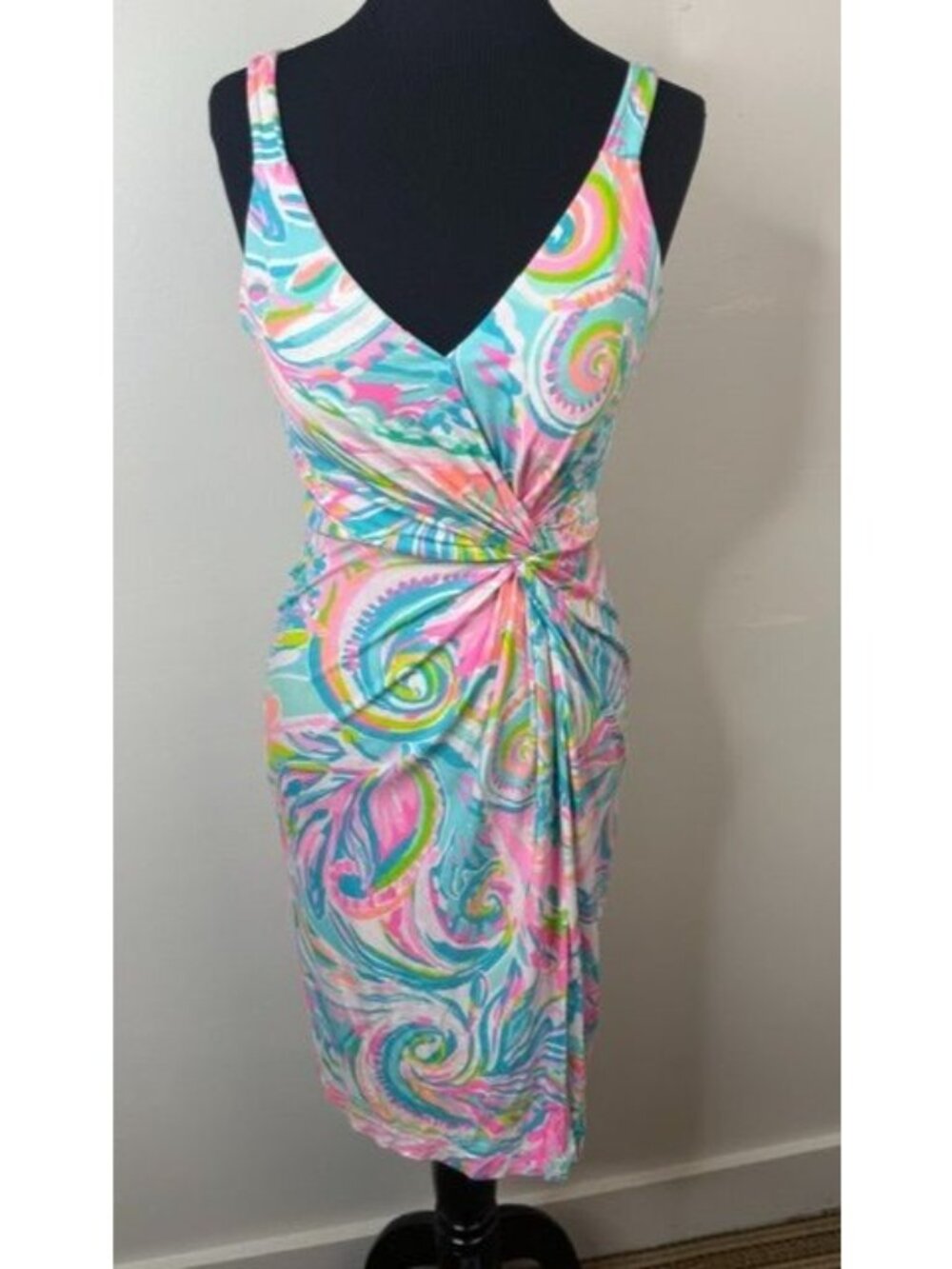 Lilly Pulitzer Women's Carnivale Coral Print Ricci Sleeveless Twist Dress Size 0 - Picture 2 of 6